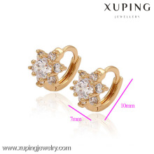 29592-Xuping Jewelry Crystal Huggie Pendientes para mujer con chapado en oro